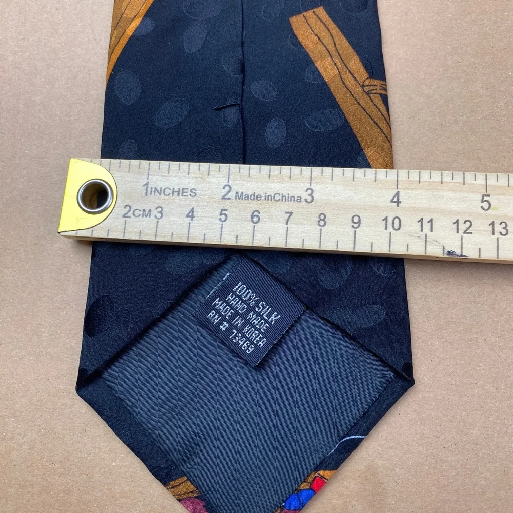 VTG Looney Tunes Mania Construction Characters Mens OS Black Silk Tie 1995 Taz